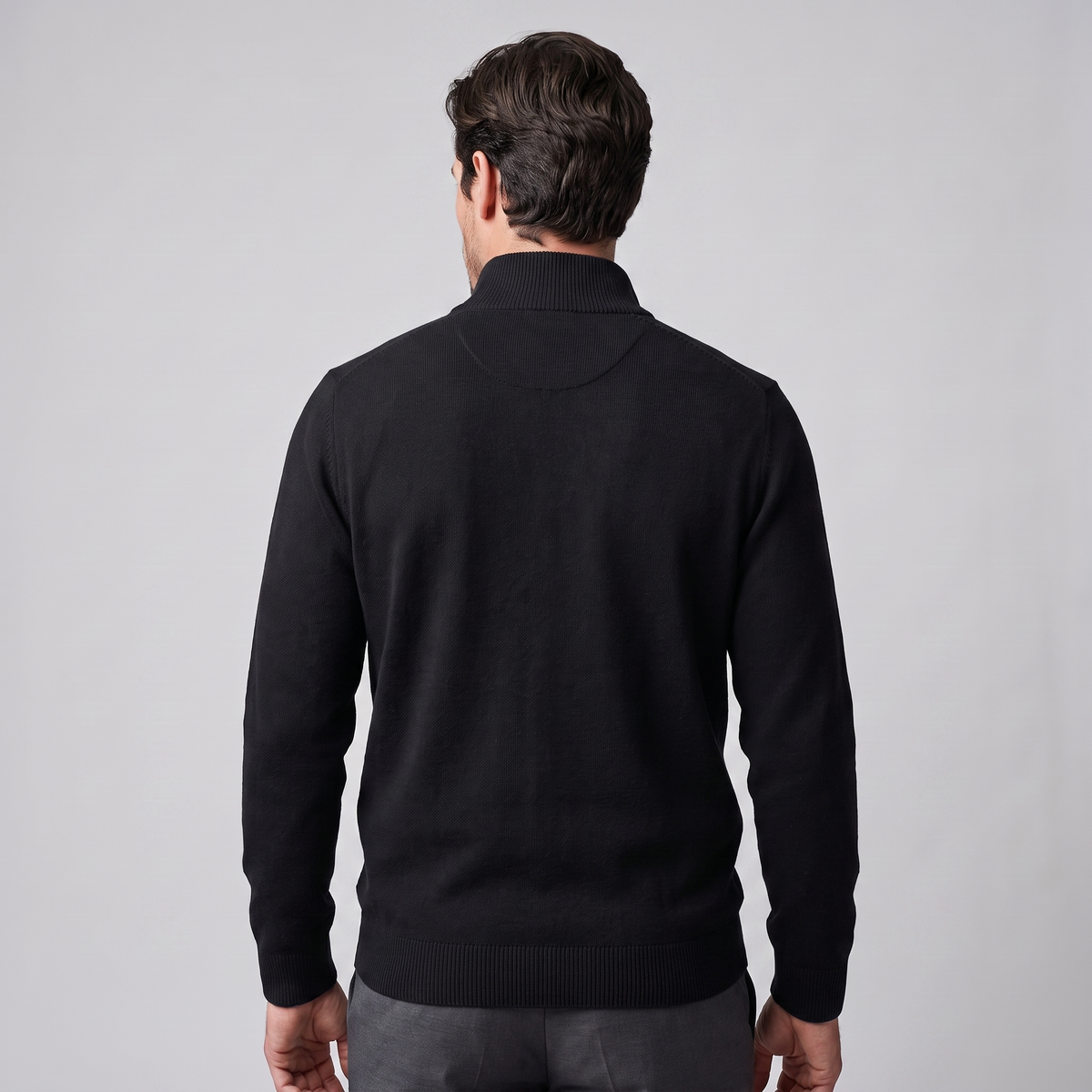 Herren Baumwoll-Pullover mit kurzem Reissverschluss