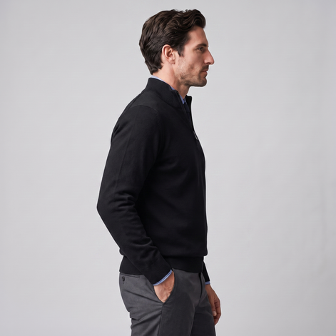 Herren Baumwoll-Pullover mit kurzem Reissverschluss