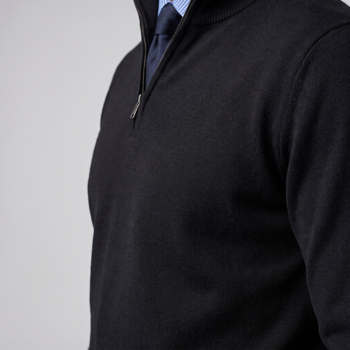 Herren Baumwoll-Pullover mit kurzem Reissverschluss