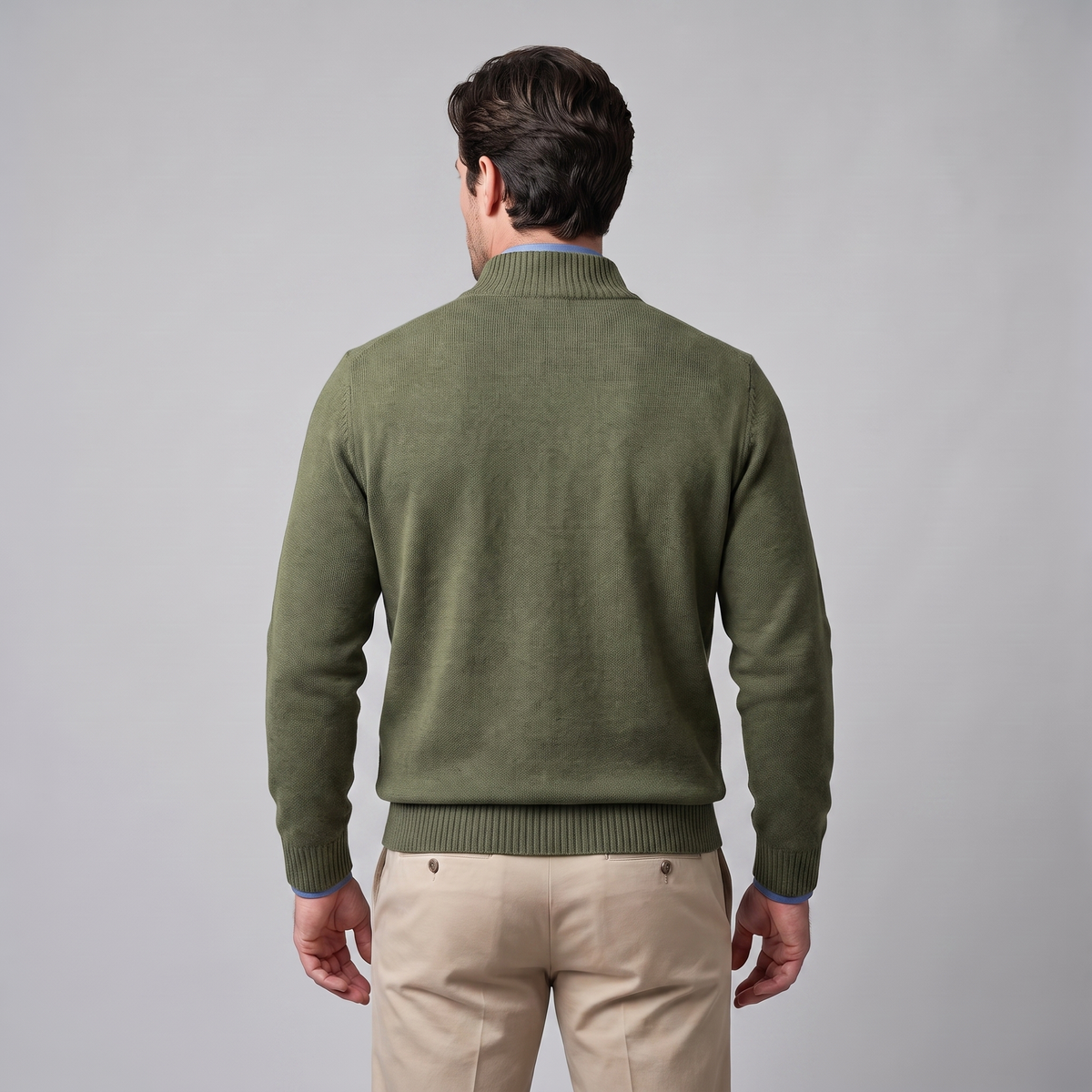 Herren Baumwoll-Pullover mit kurzem Reissverschluss