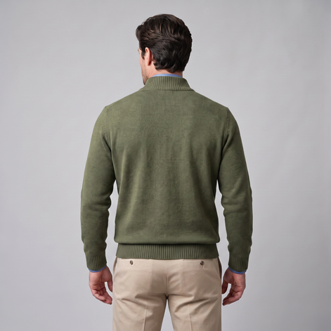 Herren Baumwoll-Pullover mit kurzem Reissverschluss