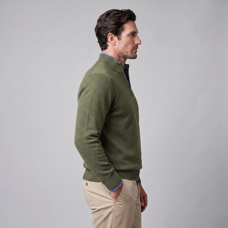 Herren Baumwoll-Pullover mit kurzem Reissverschluss