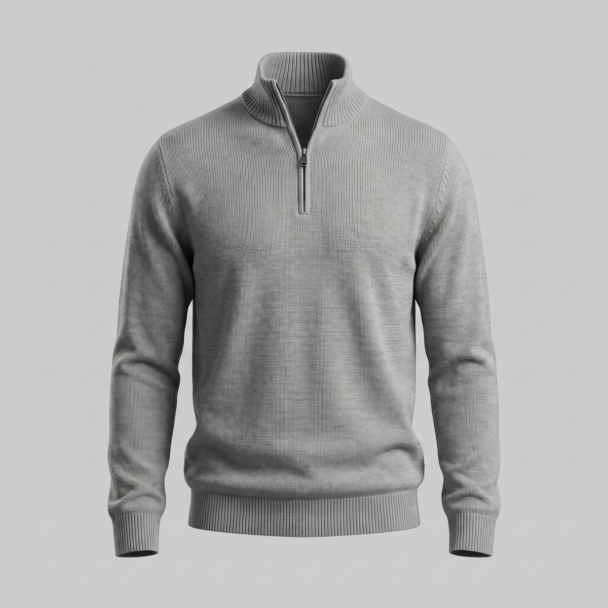 Herren Baumwoll-Pullover mit kurzem Reissverschluss