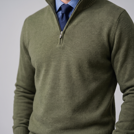 Herren Baumwoll-Pullover mit kurzem Reissverschluss
