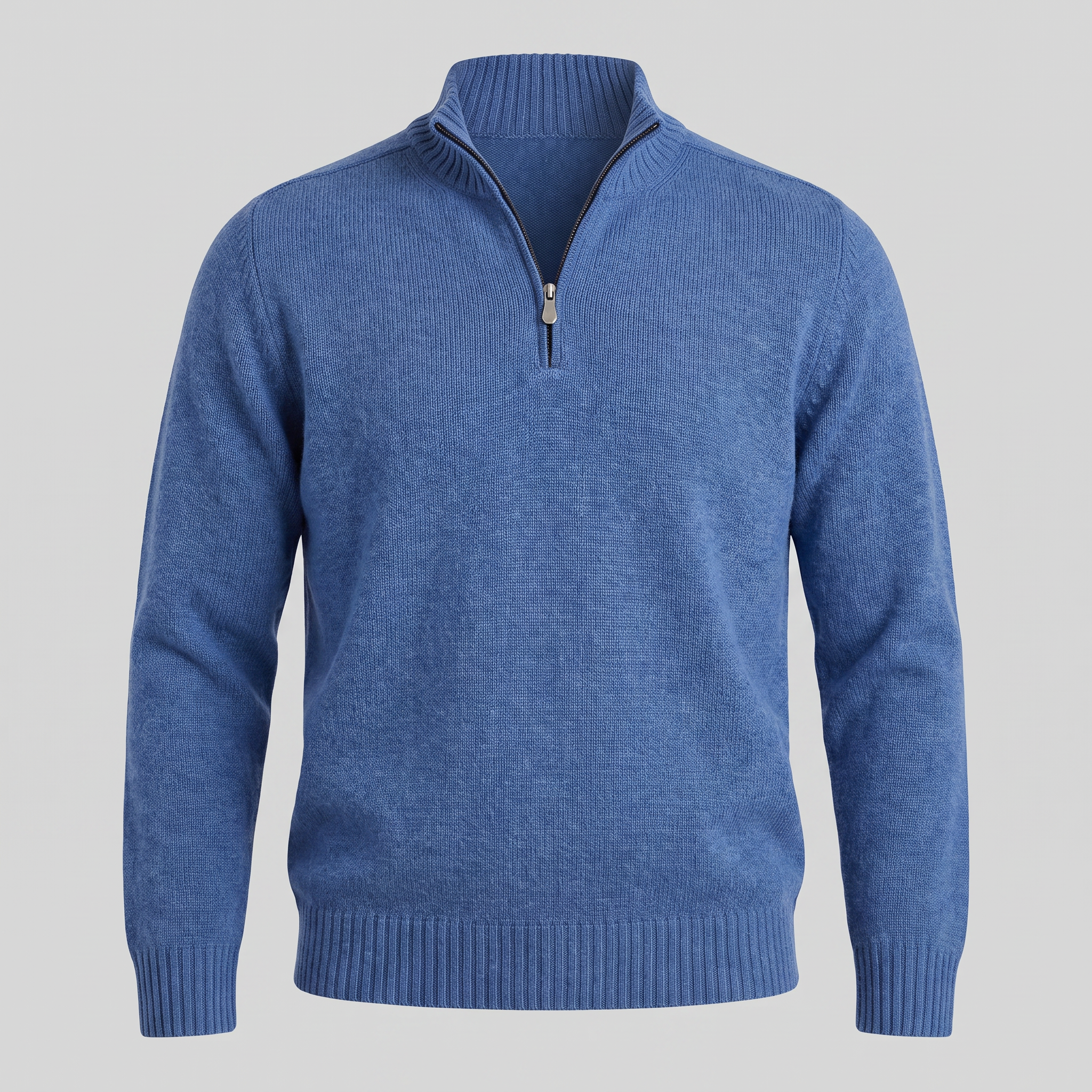 Herren Baumwoll-Pullover mit kurzem Reissverschluss
