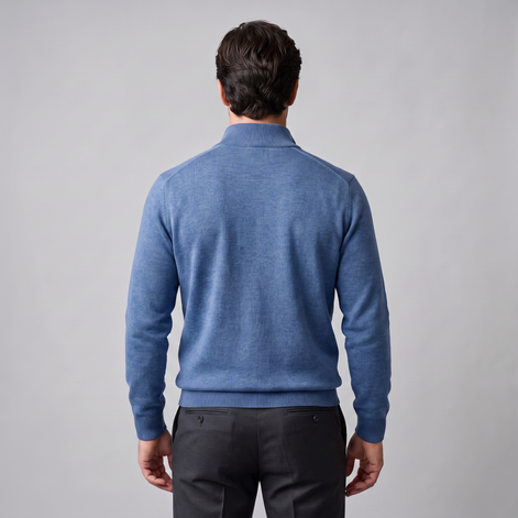 Herren Baumwoll-Pullover mit kurzem Reissverschluss