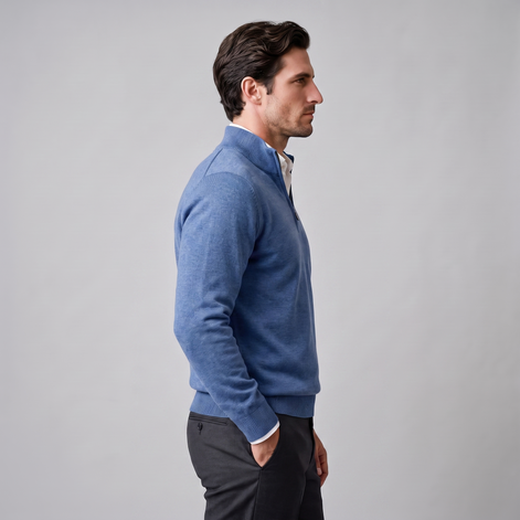 Herren Baumwoll-Pullover mit kurzem Reissverschluss
