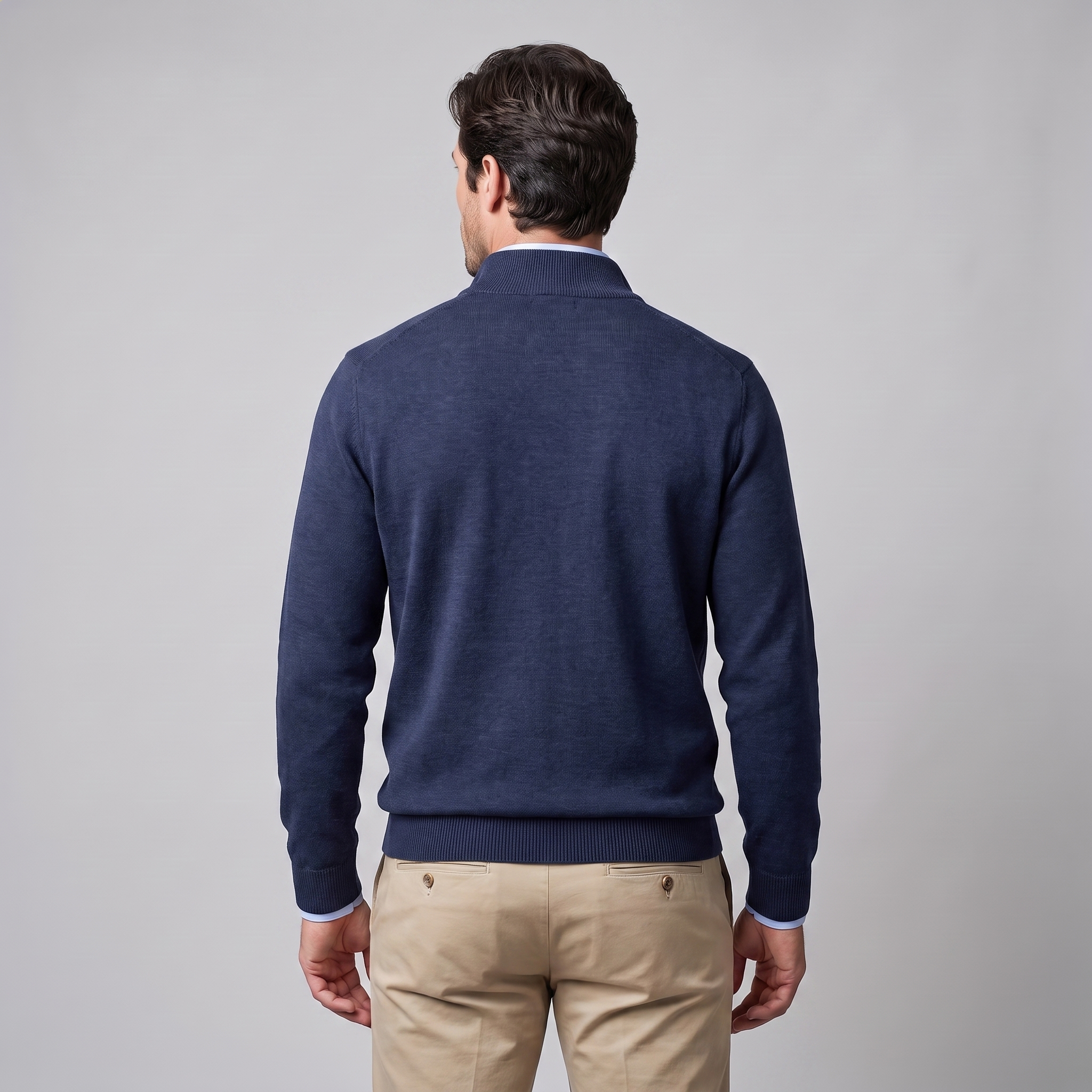 Herren Baumwoll-Pullover mit kurzem Reissverschluss