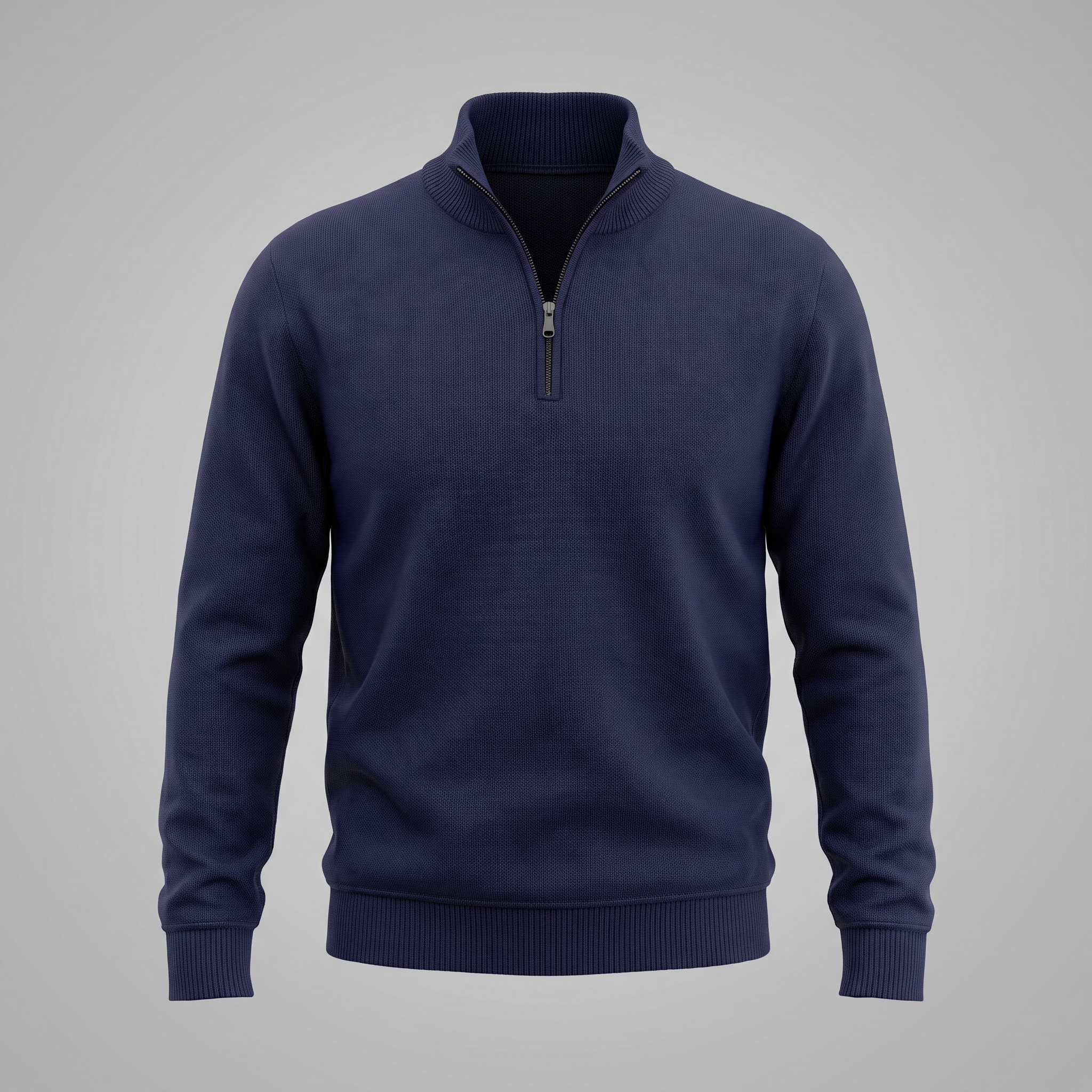 Herren Baumwoll-Pullover mit kurzem Reissverschluss