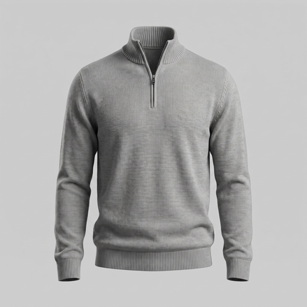 Herren Baumwoll-Pullover mit kurzem Reissverschluss