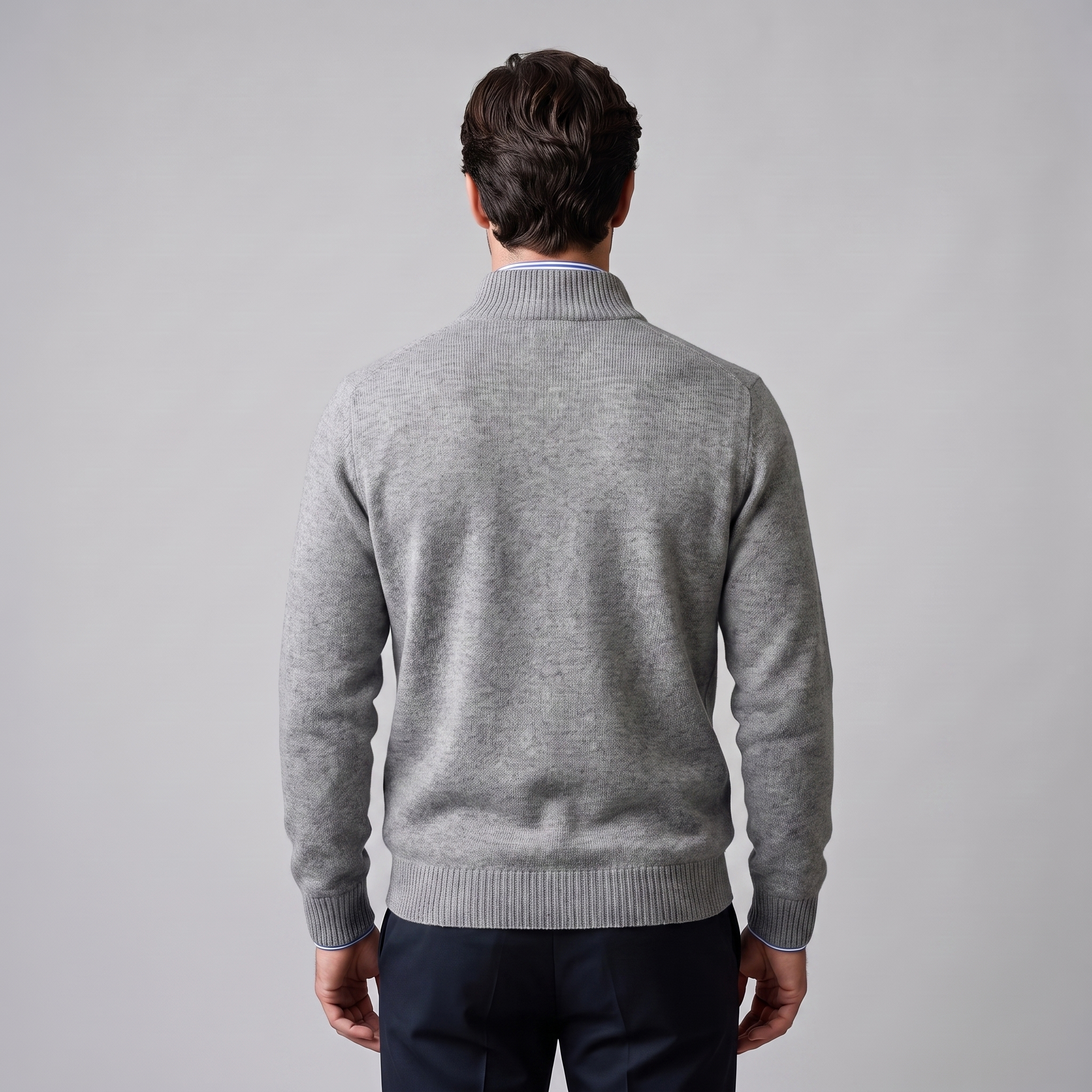 Herren Baumwoll-Pullover mit kurzem Reissverschluss