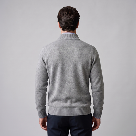 Herren Baumwoll-Pullover mit kurzem Reissverschluss