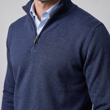 Herren Baumwoll-Pullover mit kurzem Reissverschluss