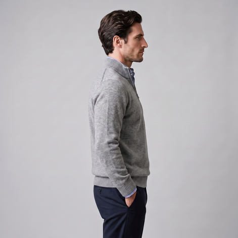 Herren Baumwoll-Pullover mit kurzem Reissverschluss