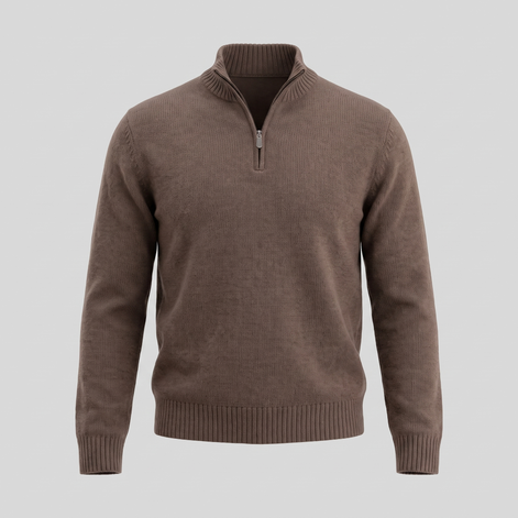 Herren Baumwoll-Pullover mit kurzem Reissverschluss