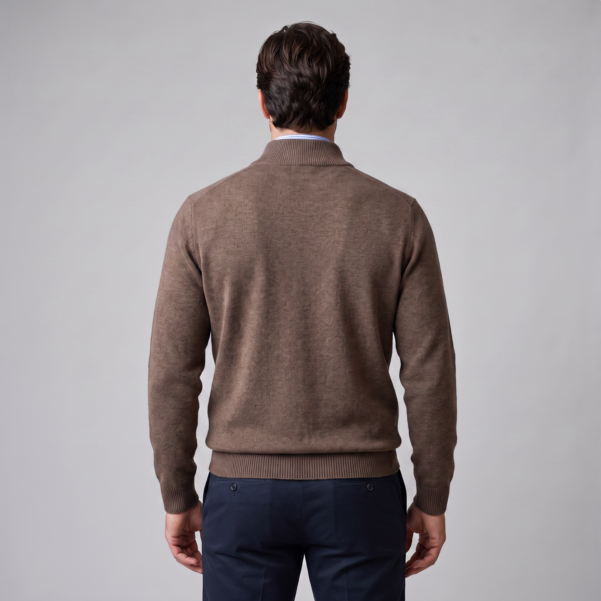 Herren Baumwoll-Pullover mit kurzem Reissverschluss