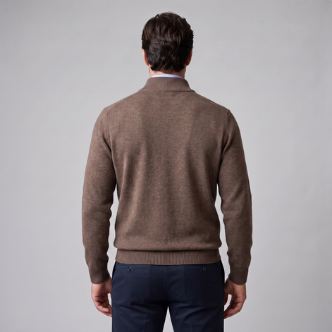 Herren Baumwoll-Pullover mit kurzem Reissverschluss