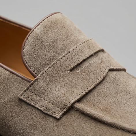 Herren Beige Wildleder Penny Loafer
