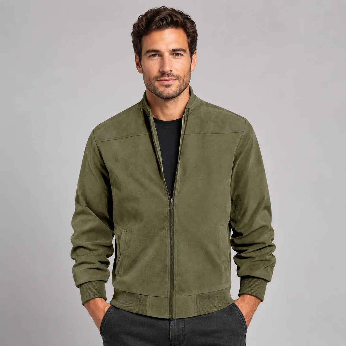 Herren Bomberjacke mit Wildlederoptik
