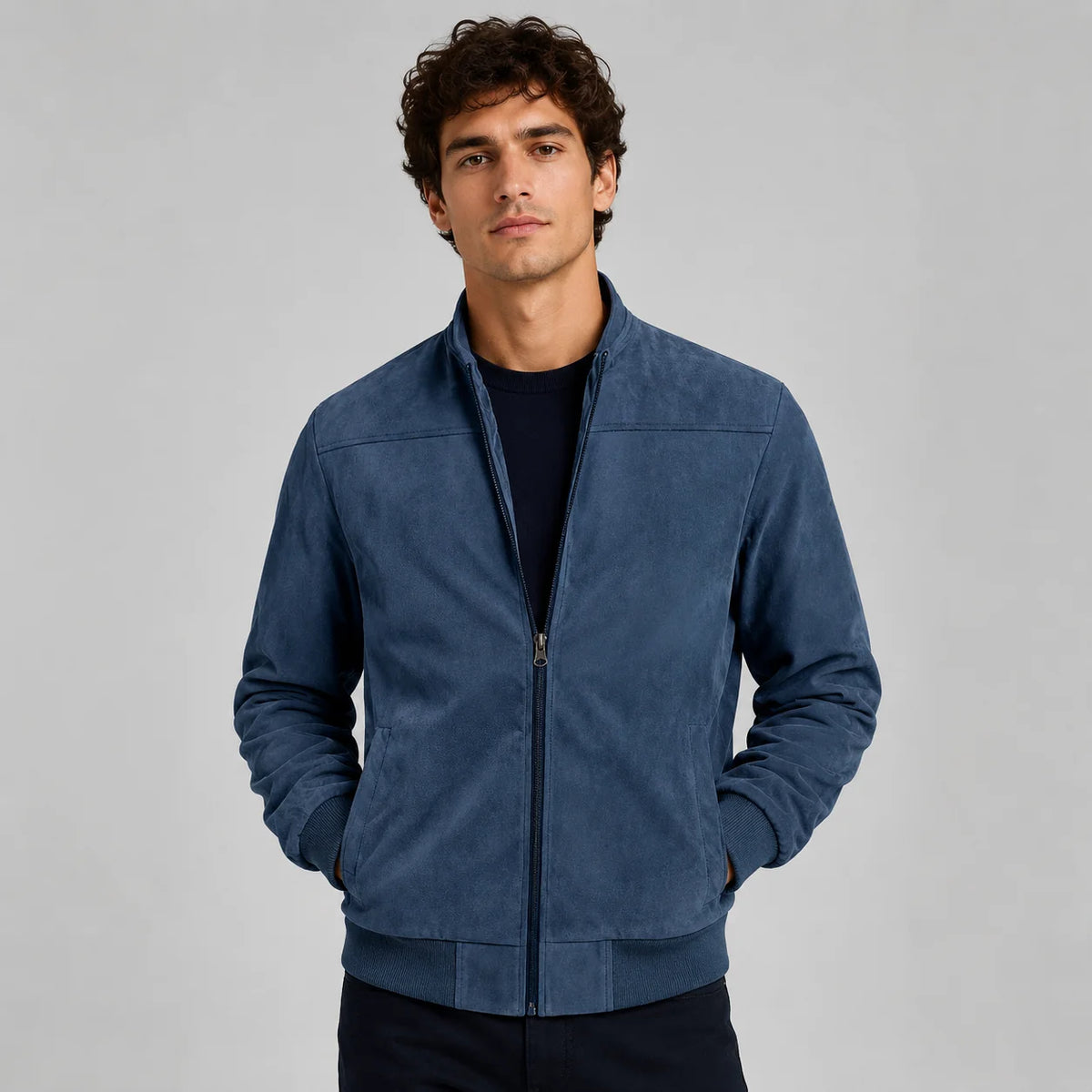 Herren Bomberjacke mit Wildlederoptik