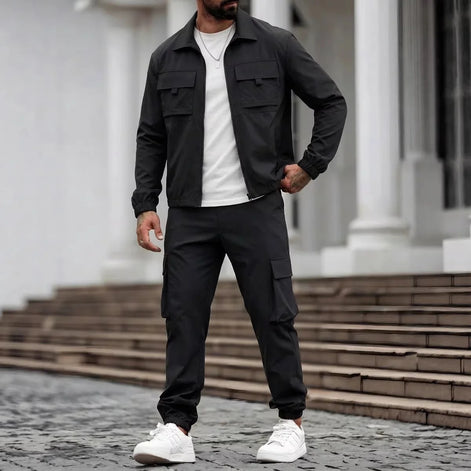 Herren Cargo-Set mit Jacke und Hose im modernen Streetwear-Stil