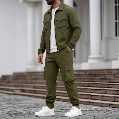 Herren Cargo-Set mit Jacke und Hose im modernen Streetwear-Stil