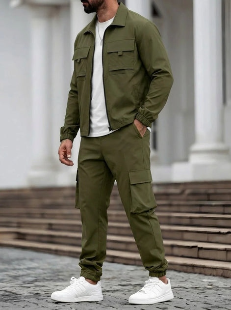 Herren Cargo-Set mit Jacke und Hose im modernen Streetwear-Stil
