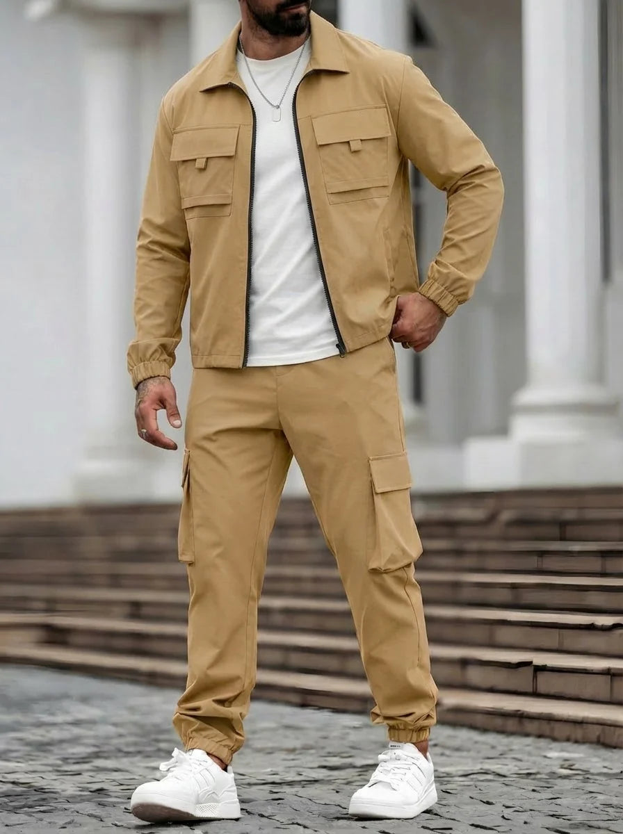 Herren Cargo-Set mit Jacke und Hose im modernen Streetwear-Stil