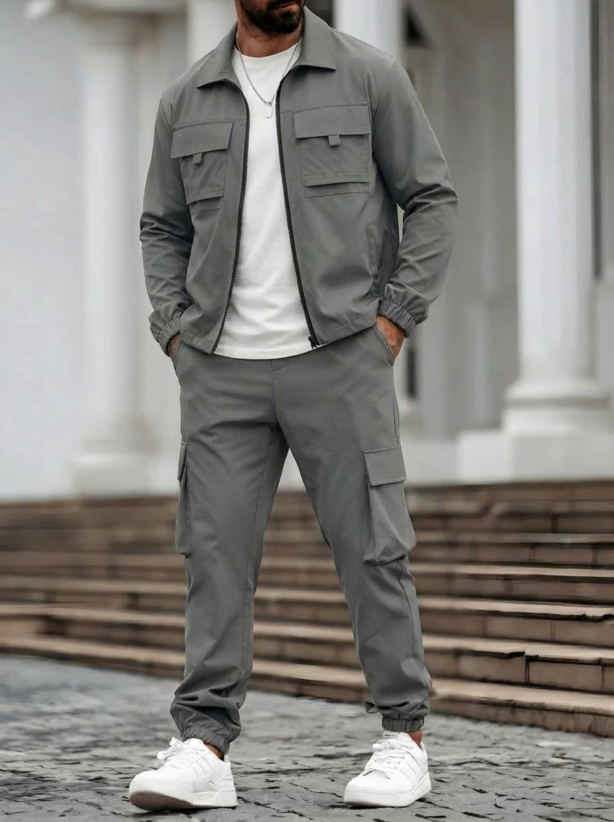Herren Cargo-Set mit Jacke und Hose im modernen Streetwear-Stil