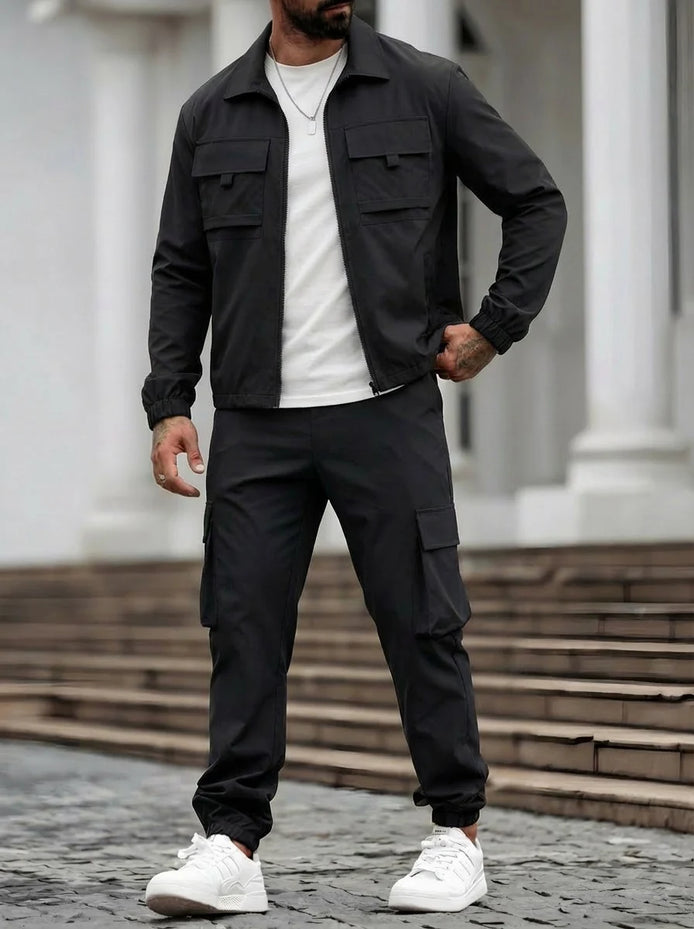 Herren Cargo-Set mit Jacke und Hose im modernen Streetwear-Stil