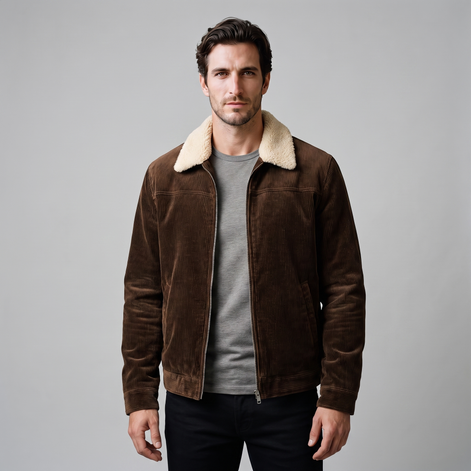 Herren Cord-Jacke mit Fellkragen