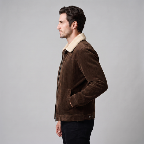 Herren Cord-Jacke mit Fellkragen