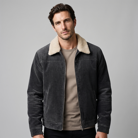 Herren Cord-Jacke mit Fellkragen