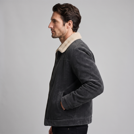 Herren Cord-Jacke mit Fellkragen