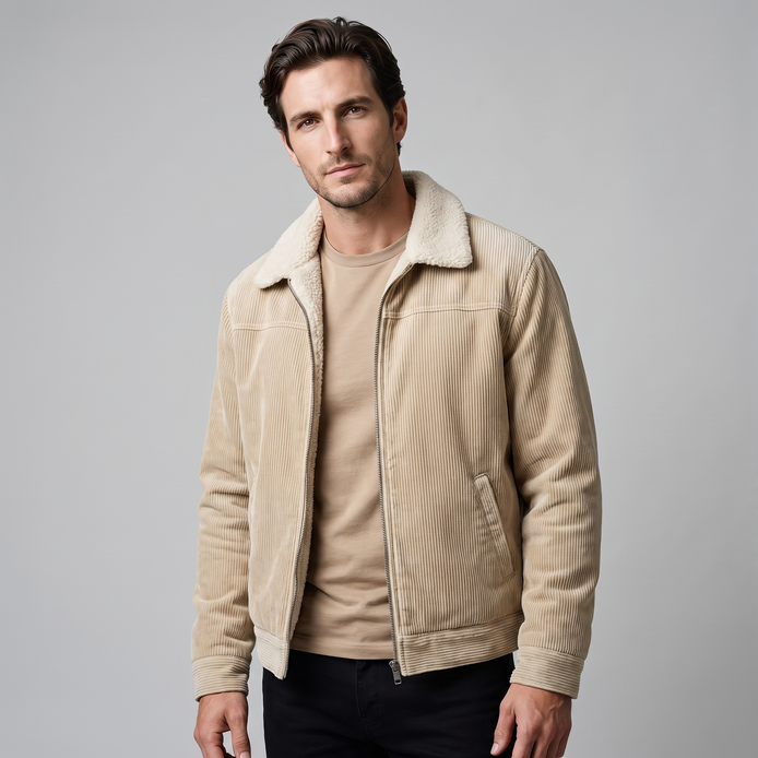 Herren Cord-Jacke mit Fellkragen