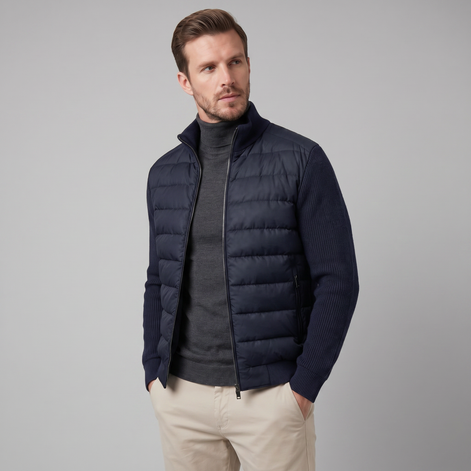 Herren Daunenjacke Mit Strickärmeln