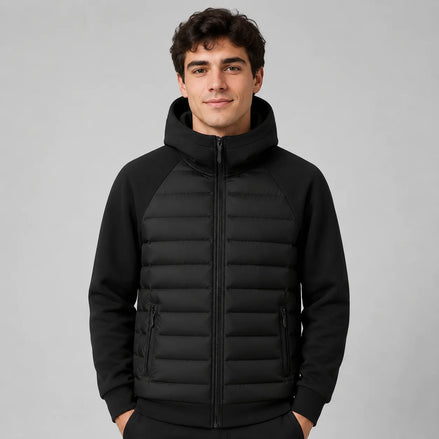 Herren Daunenjacke mit Kapuze und Steppdetails