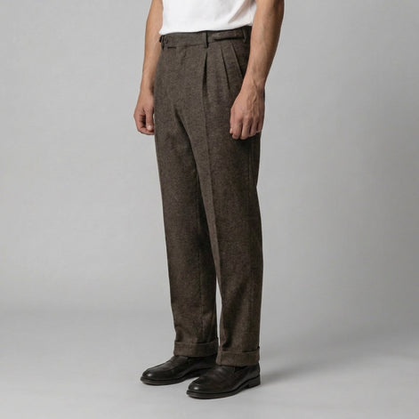 Herren Elegante Faltenhose Mit Seitlicher Verstellung