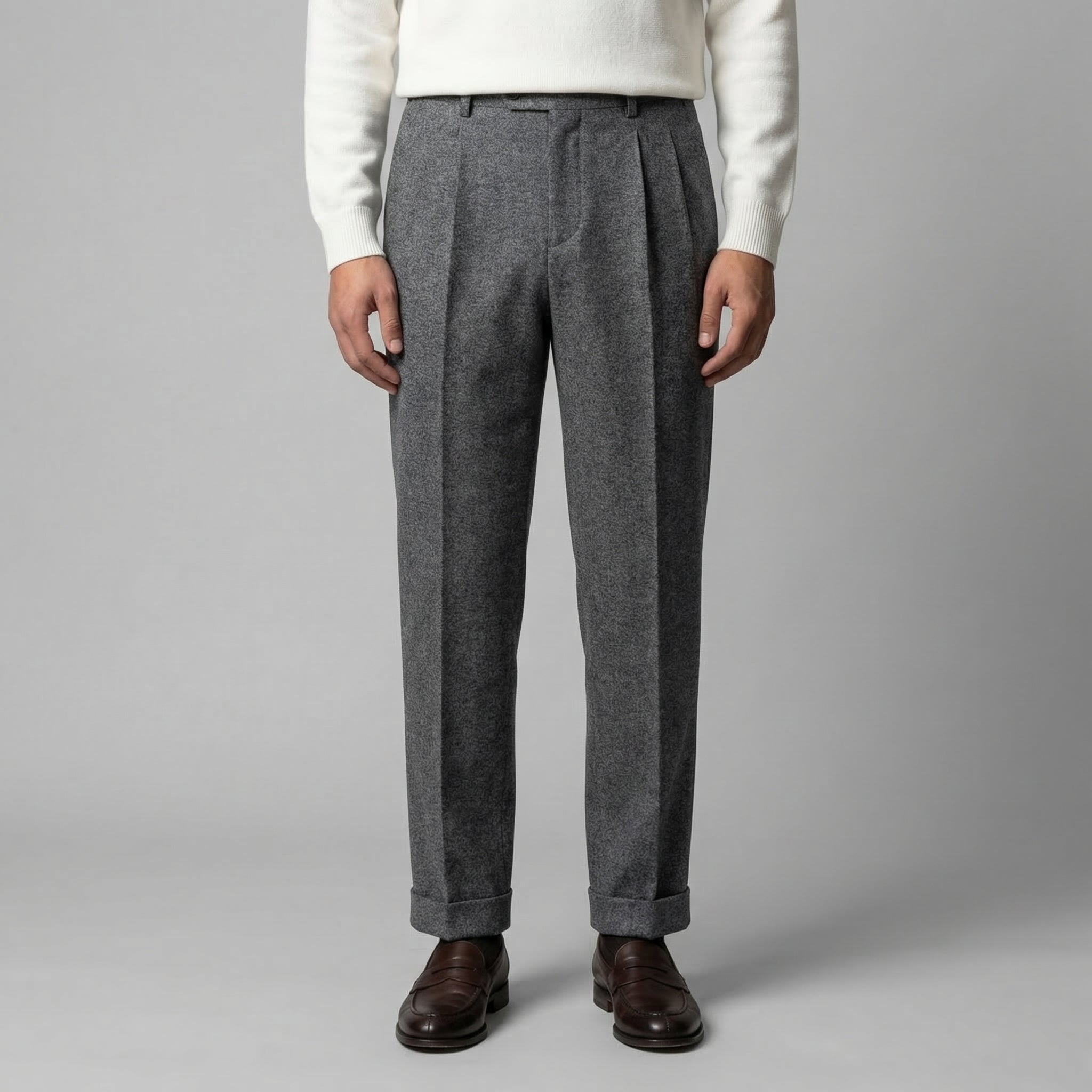 Herren Elegante Faltenhose Mit Seitlicher Verstellung