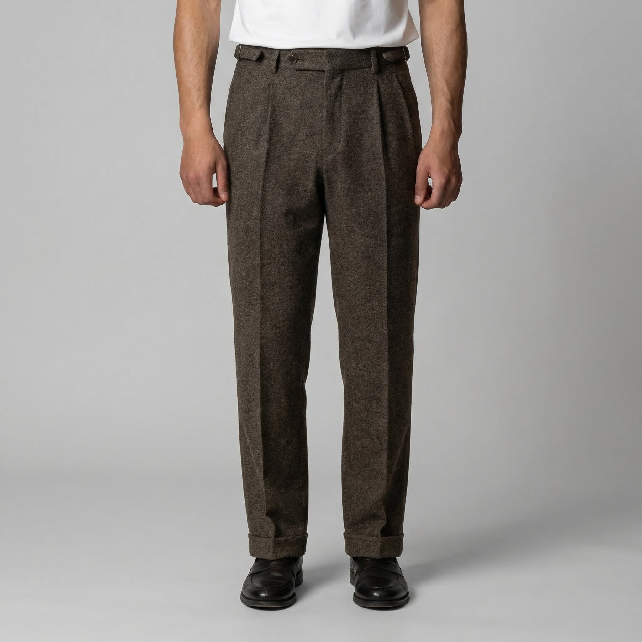 Herren Elegante Faltenhose Mit Seitlicher Verstellung