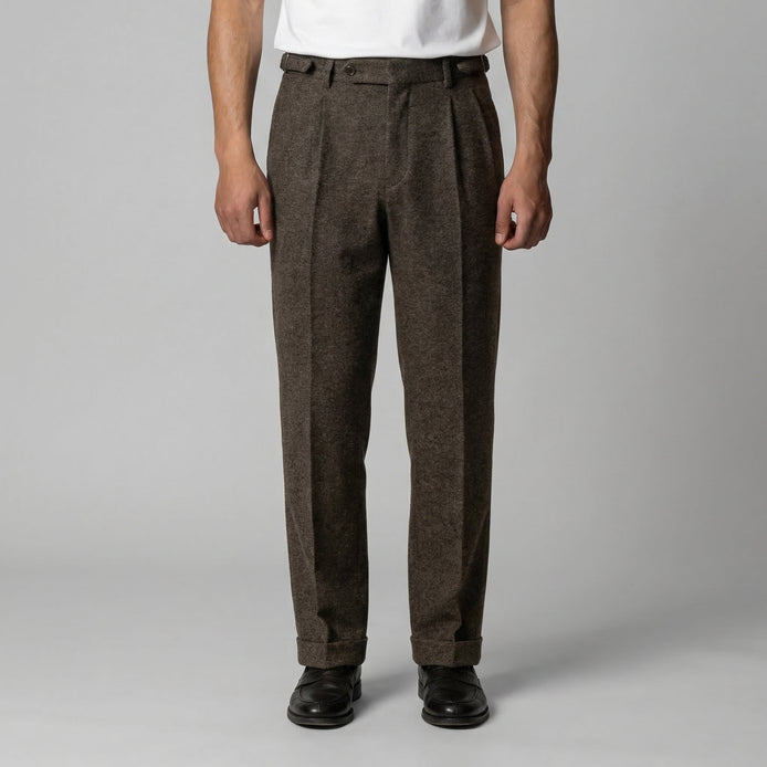 Herren Elegante Faltenhose Mit Seitlicher Verstellung