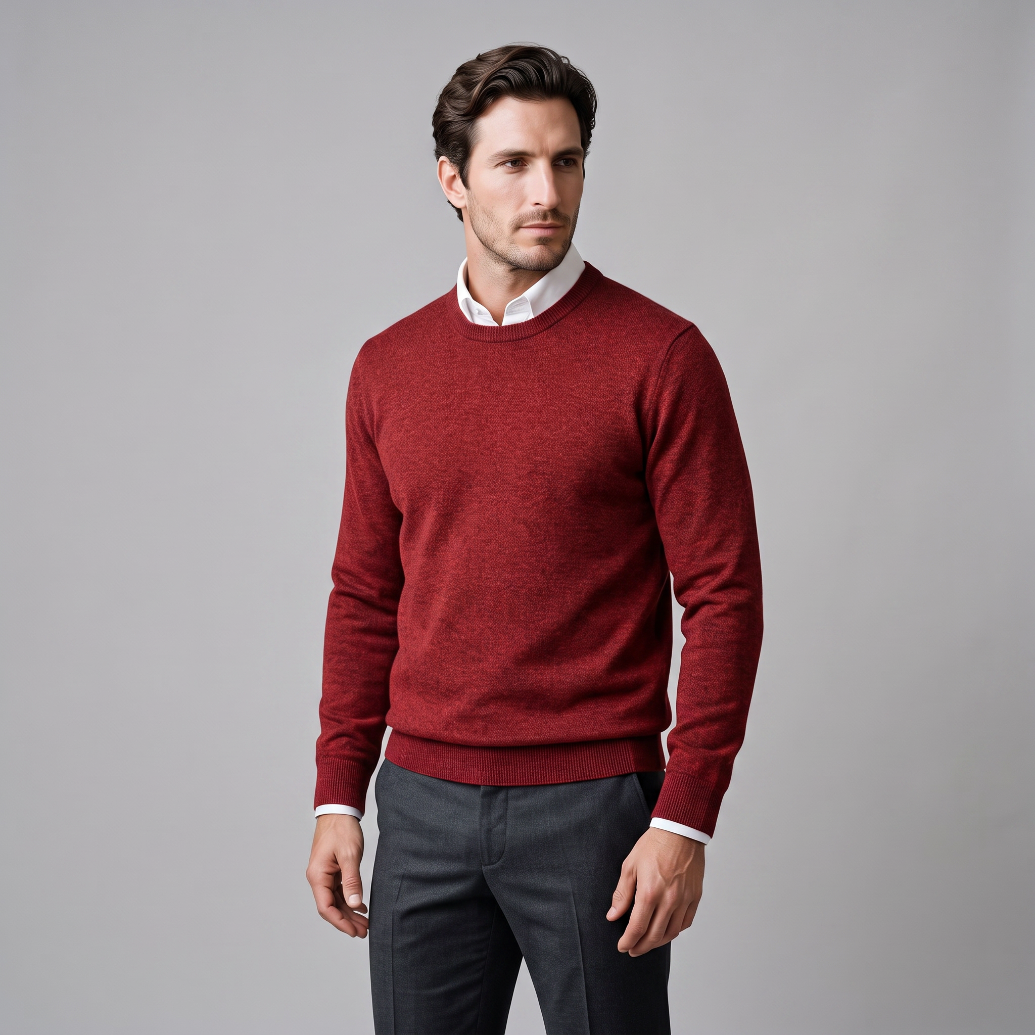Herren Feinstrick-Pullover mit Rundhalsausschnitt