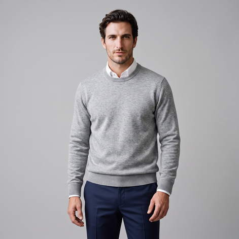Herren Feinstrick-Pullover mit Rundhalsausschnitt