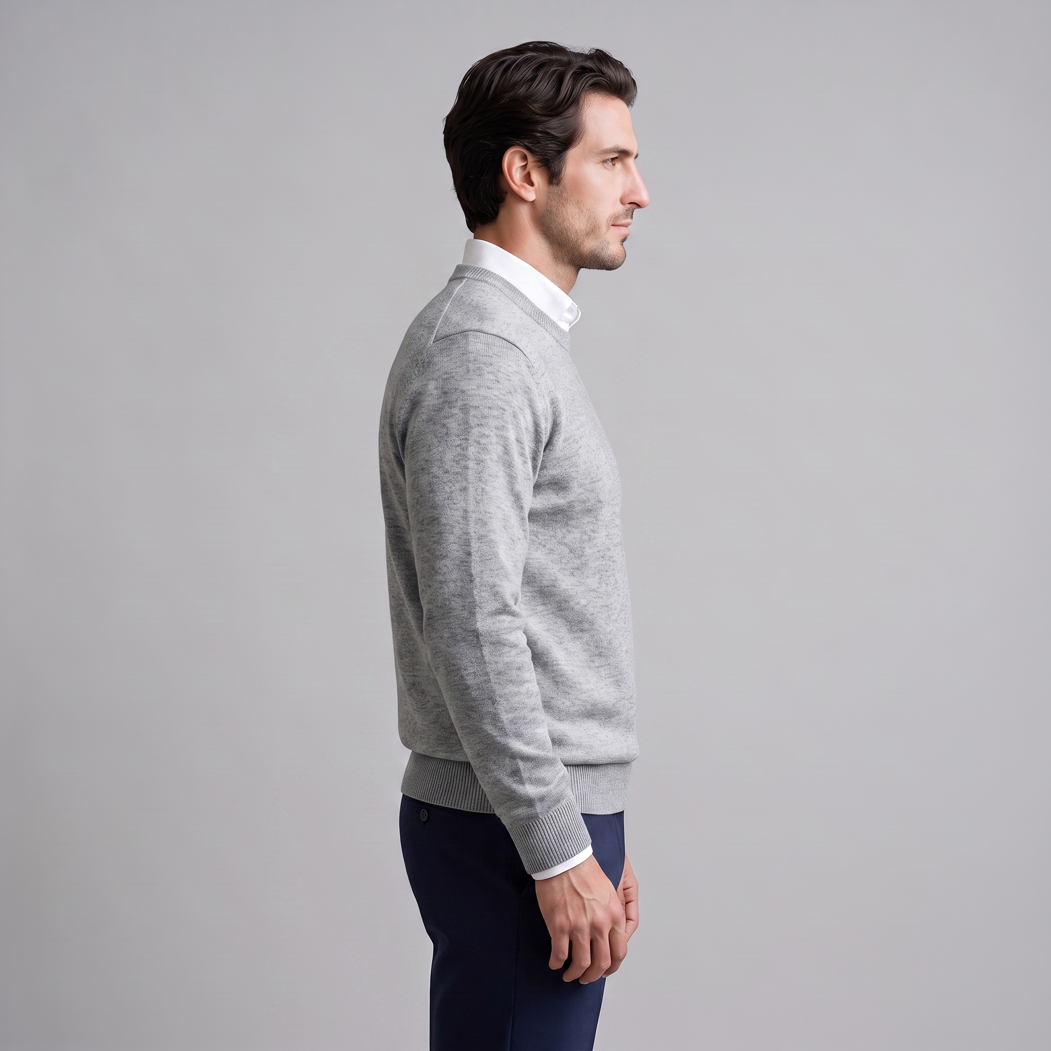Herren Feinstrick-Pullover mit Rundhalsausschnitt