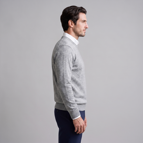 Herren Feinstrick-Pullover mit Rundhalsausschnitt