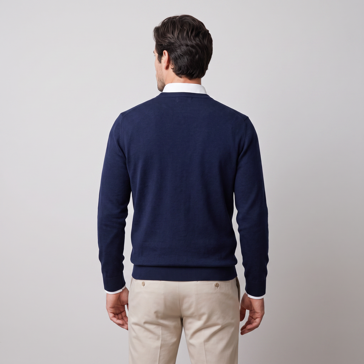 Herren Feinstrick-Pullover mit Rundhalsausschnitt