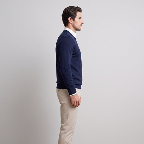 Herren Feinstrick-Pullover mit Rundhalsausschnitt