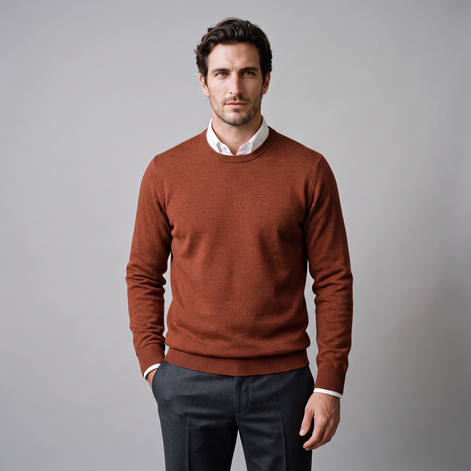Herren Feinstrick-Pullover mit Rundhalsausschnitt