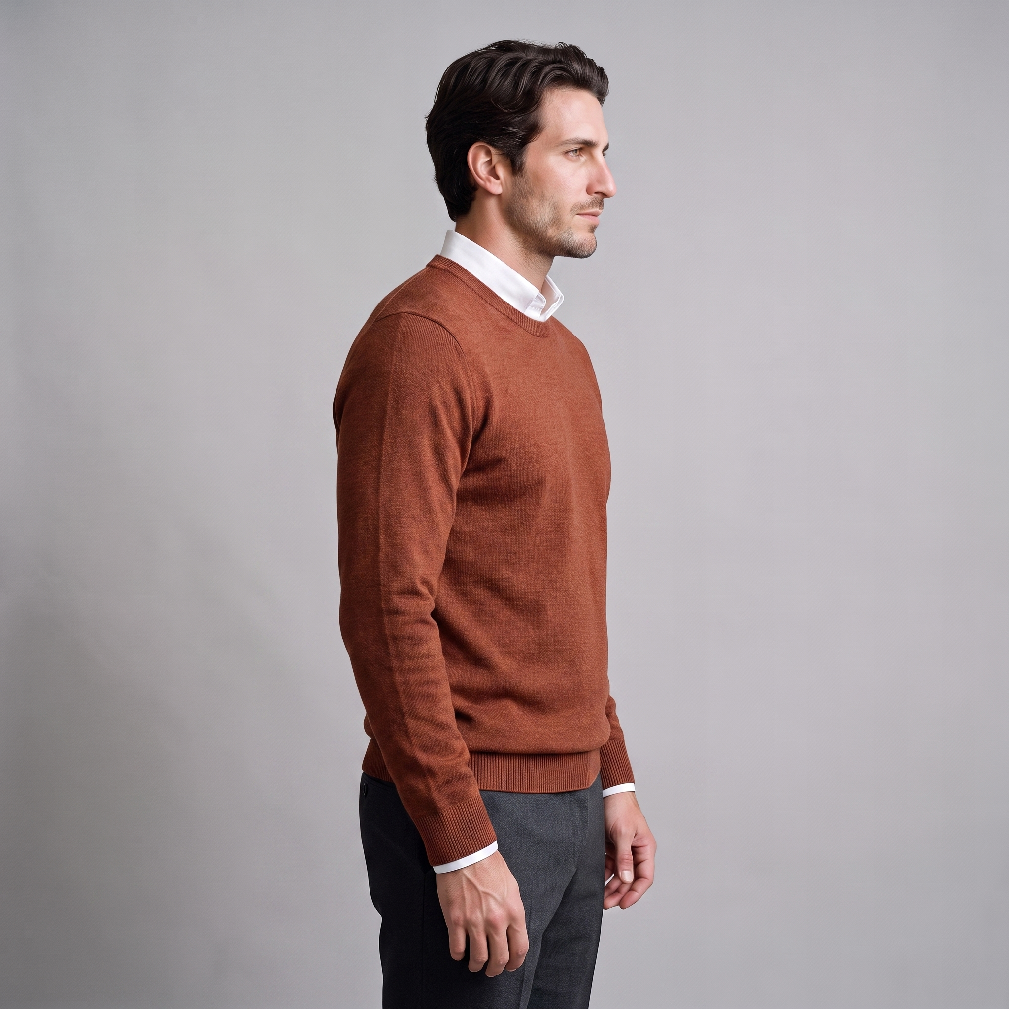 Herren Feinstrick-Pullover mit Rundhalsausschnitt