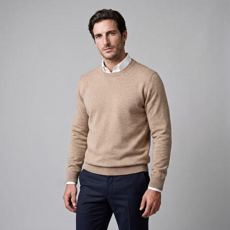 Herren Feinstrick-Pullover mit Rundhalsausschnitt